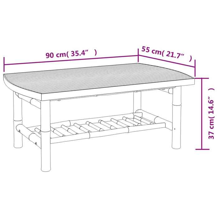 Set mobilier de grădină cu perne alb crem, 2 piese, bambus - WALTI WALTI