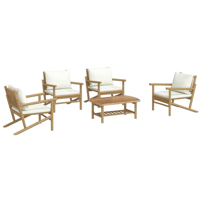 Set mobilier de grădină cu perne alb crem, 2 piese, bambus - WALTI WALTI