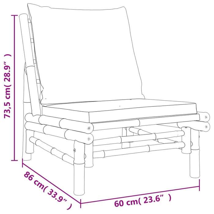 Set mobilier de grădină, cu perne alb crem, 4 piese, bambus - WALTI WALTI