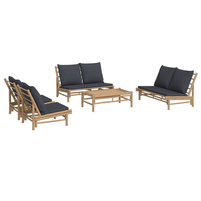 Set mobilier de grădină cu perne gri închis, 5 piese, bambus - WALTI WALTI