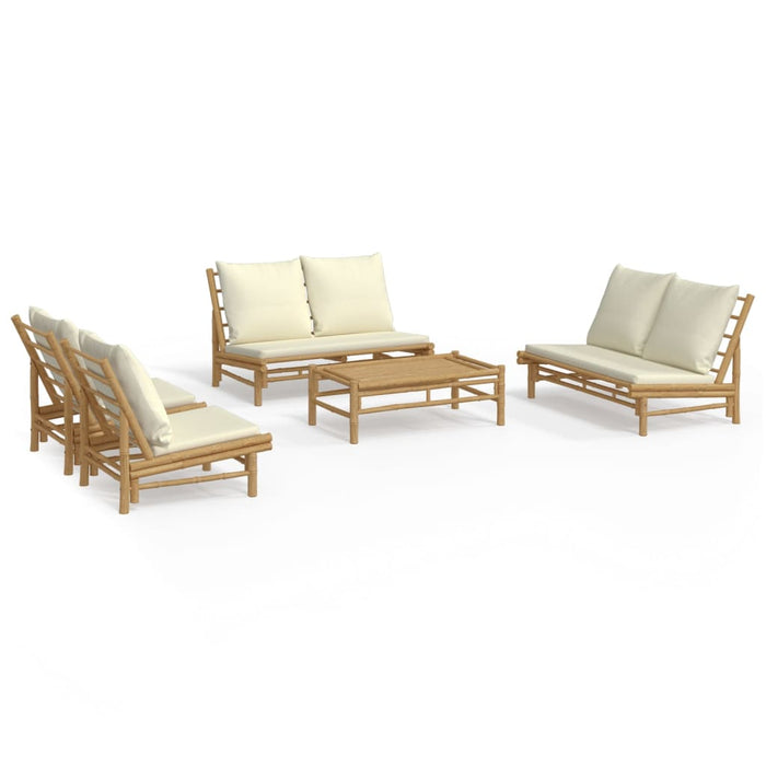Set mobilier de grădină cu perne alb crem, 2 piese, bambus - WALTI WALTI