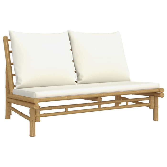 Set mobilier de grădină cu perne alb crem, 2 piese, bambus - WALTI WALTI