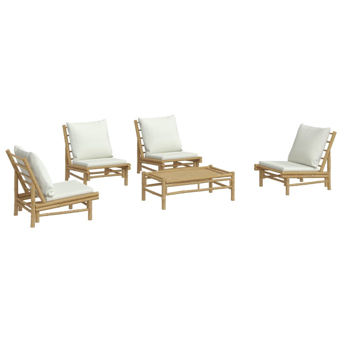 Set mobilier de grădină cu perne alb crem, 2 piese, bambus - WALTI WALTI