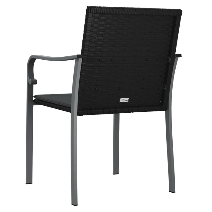 Scaune de grădină cu perne 2 buc. negru 56x59x84 cm poliratan - WALTI WALTI