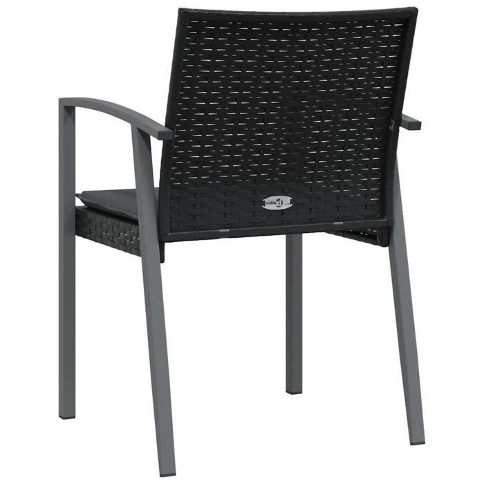 Scaune de grădină cu perne 2 buc. negru 56,5x57x83 cm poliratan - WALTI WALTI