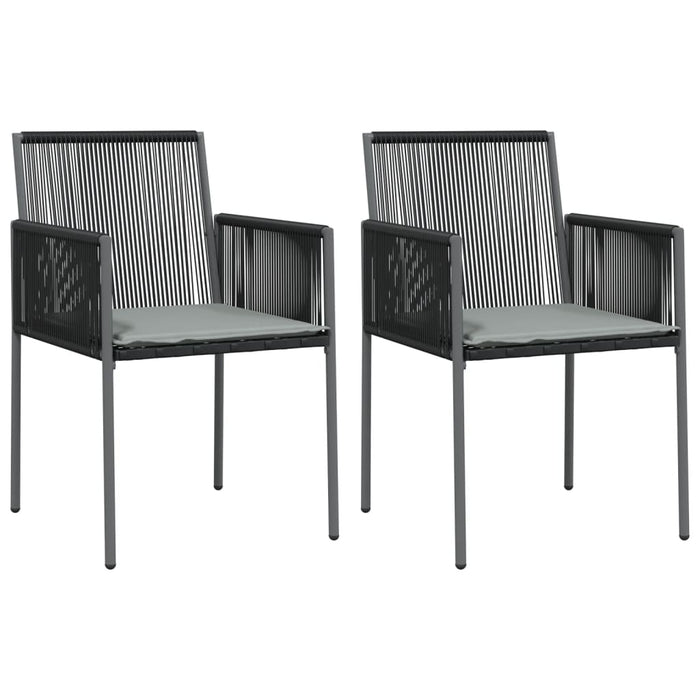 Scaune grădină cu perne 2 buc. negru 54x60,5x83,5 cm poliratan - WALTI WALTI