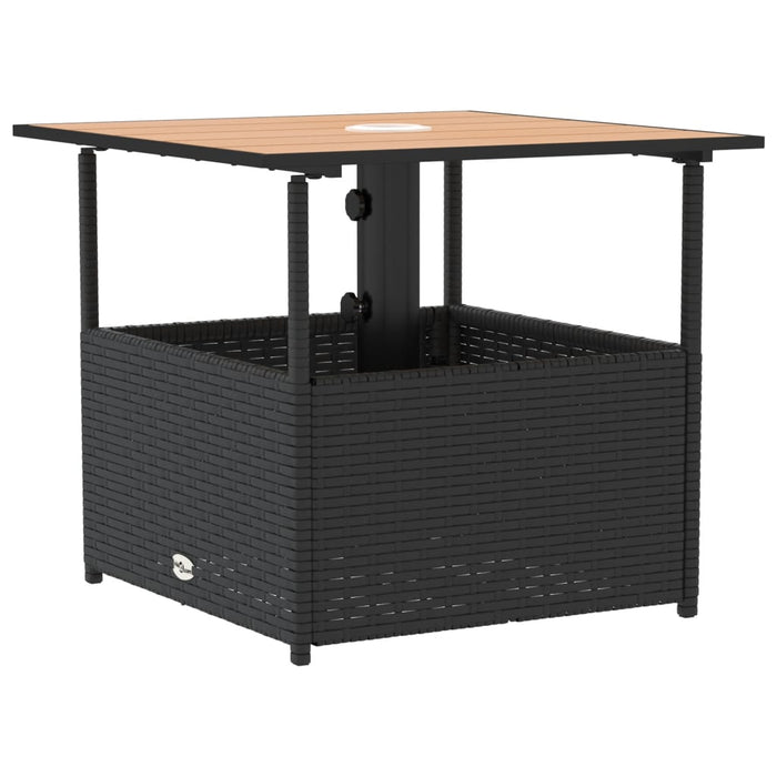 Masă grădină cu orificiu umbrelă negru 55x55x46,5 cm poliratan WALTI