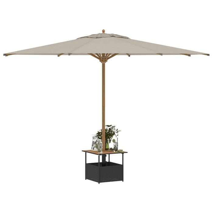 Masă grădină cu orificiu umbrelă negru 55x55x46,5 cm poliratan WALTI