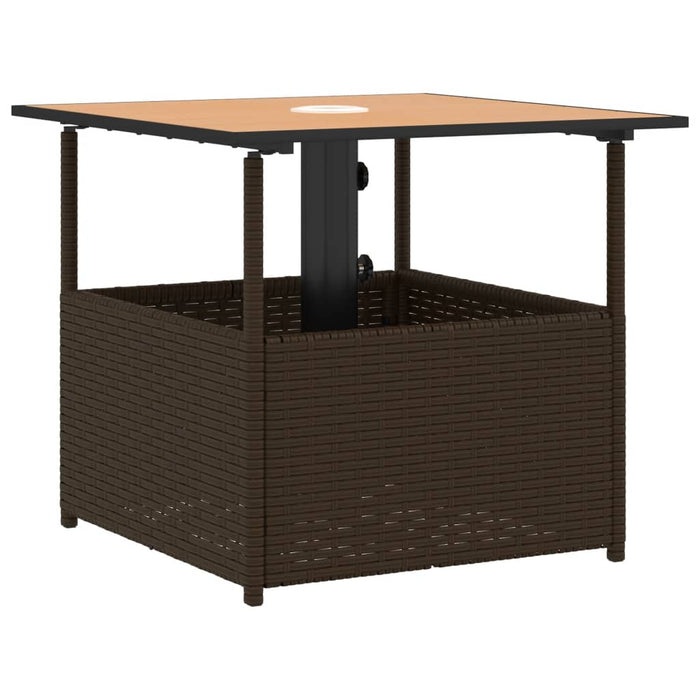 Masă grădină cu orificiu umbrelă maro 55x55x46,5 cm poliratan - WALTI WALTI