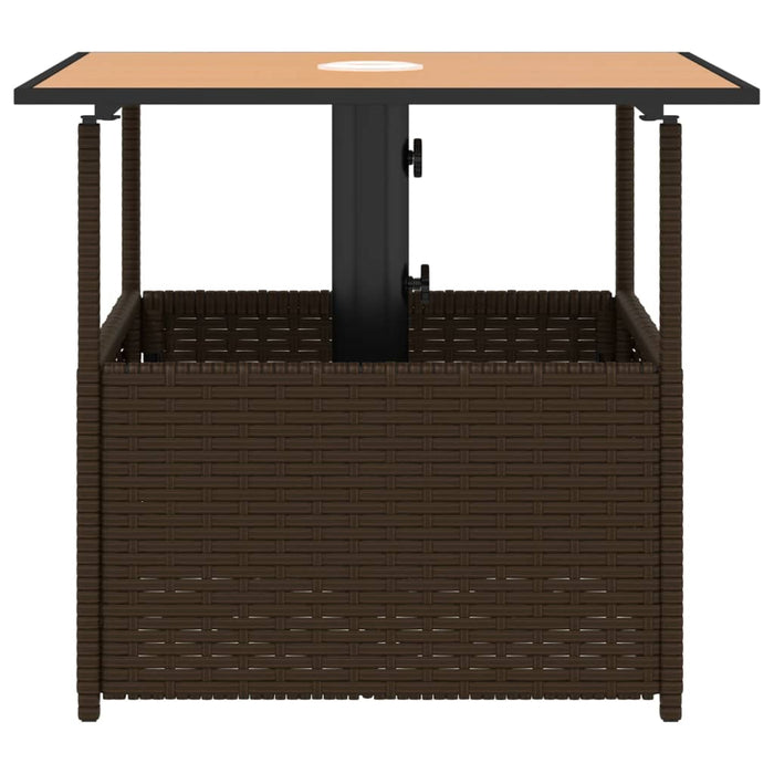 Masă grădină cu orificiu umbrelă maro 55x55x46,5 cm poliratan - WALTI WALTI