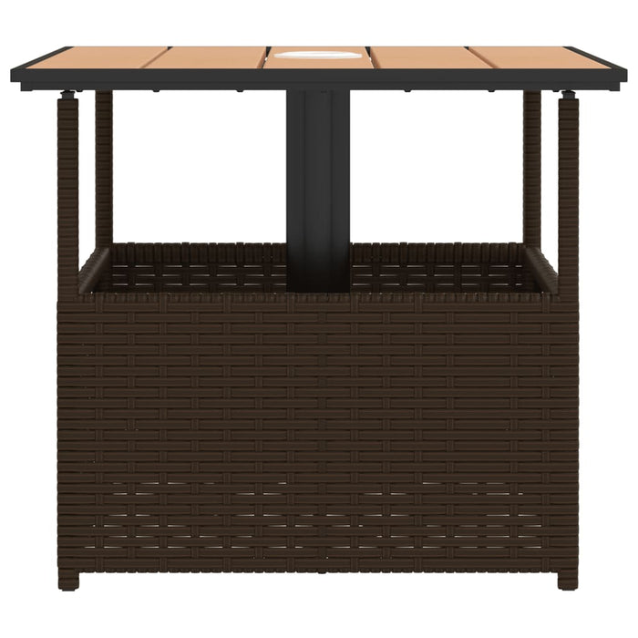 Masă grădină cu orificiu umbrelă maro 55x55x46,5 cm poliratan - WALTI WALTI