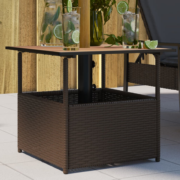 Masă grădină cu orificiu umbrelă maro 55x55x46,5 cm poliratan - WALTI WALTI