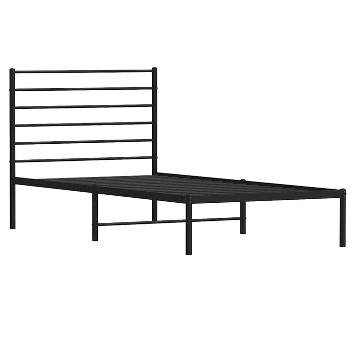 Cadru de pat metalic cu tăblie, negru, 75x190 cm WALTI