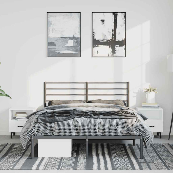Cadru de pat metalic cu tăblie, negru, 135x190 cm - WALTI WALTI