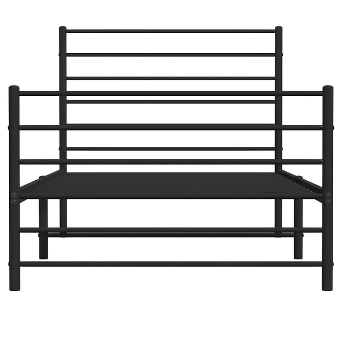 Cadru pat metalic cu tăblii de cap/picioare, negru, 80x200 cm WALTI
