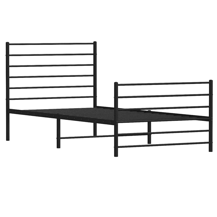 Cadru pat metalic cu tăblii de cap/picioare, negru, 100x200 cm WALTI