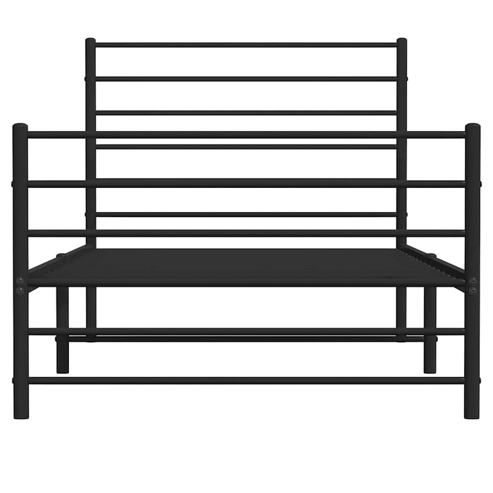 Cadru pat metalic cu tăblii de cap/picioare, negru, 100x200 cm WALTI