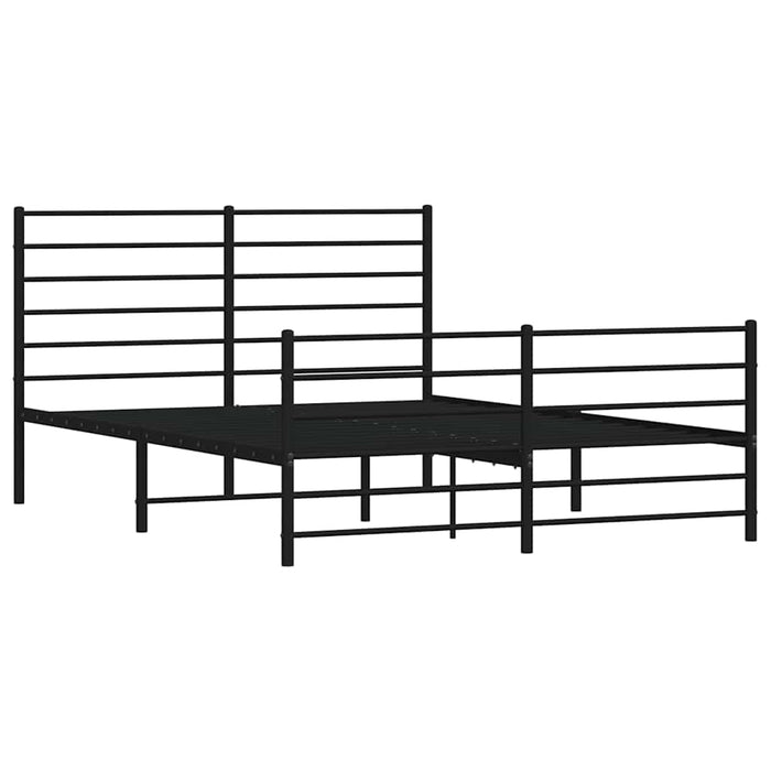Cadru pat metalic cu tăblie de cap/picioare, negru, 120x200 cm WALTI