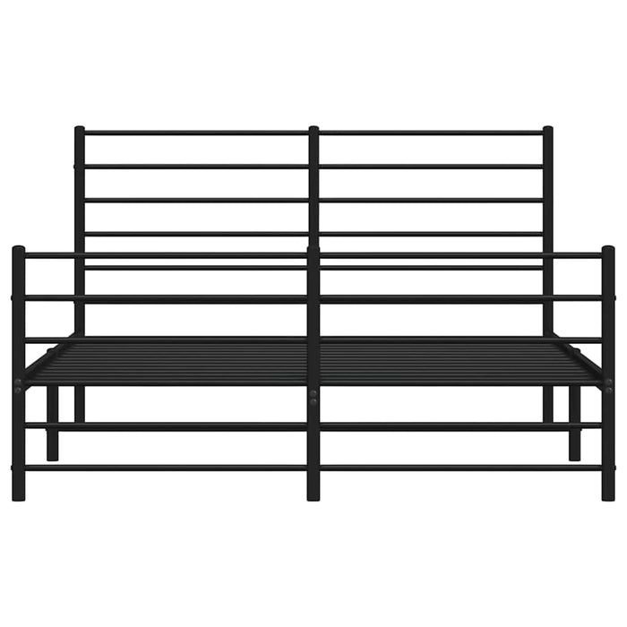 Cadru pat metalic cu tăblie de cap/picioare, negru, 120x200 cm WALTI