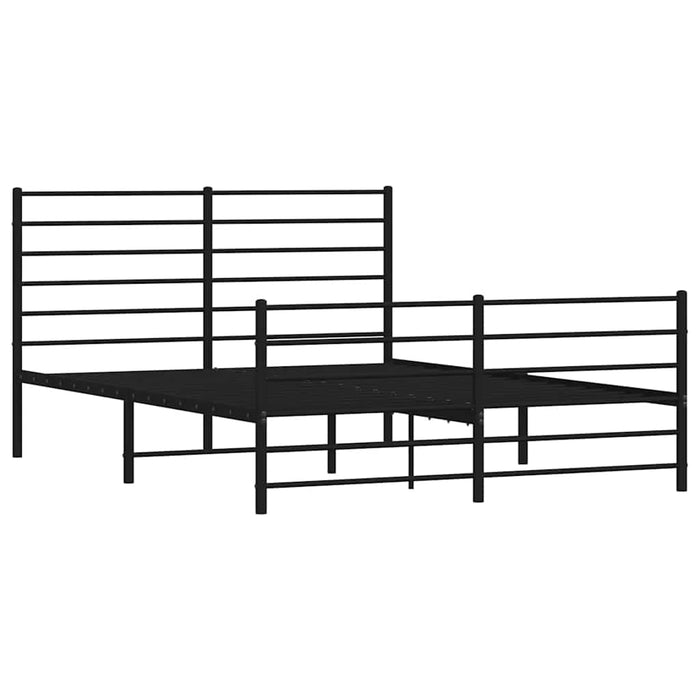 Cadru pat metalic cu tăblie de cap/picioare, negru, 135x190 cm - WALTI WALTI