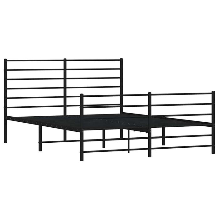 Cadru pat metalic cu tăblie de cap/picioare, negru, 140x190 cm WALTI