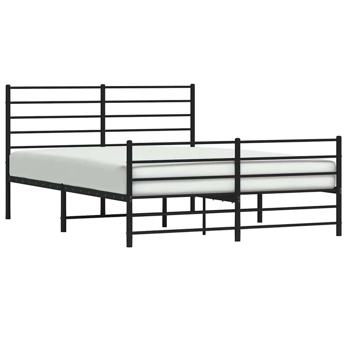 Cadru pat metalic cu tăblie de cap/picioare, negru, 140x190 cm WALTI