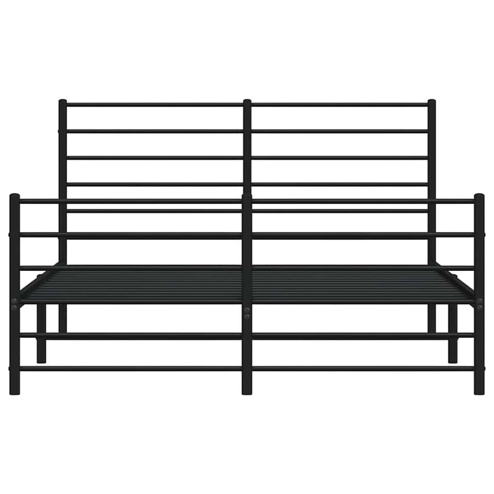 Cadru pat metalic cu tăblie de cap/picioare, negru, 140x190 cm WALTI