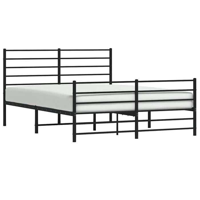 Cadru pat metalic cu tăblie de cap/picioare, negru, 150x200 cm WALTI