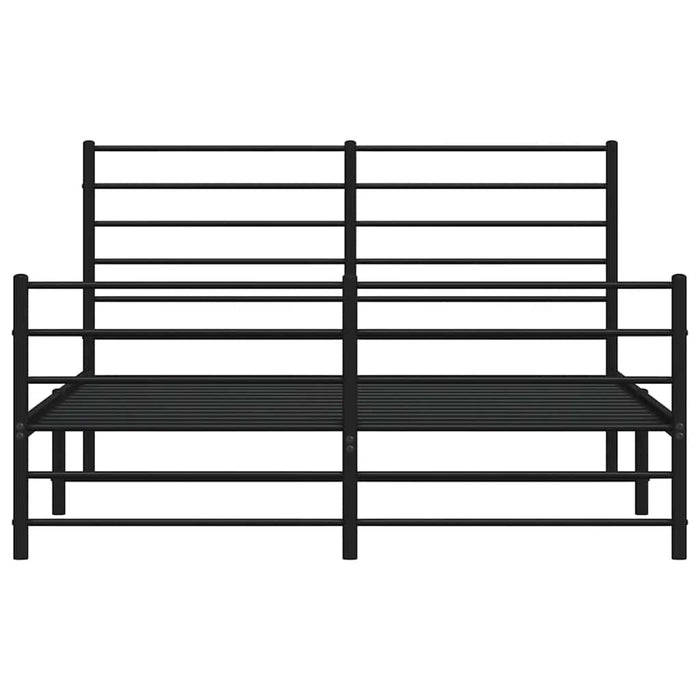 Cadru pat metalic cu tăblie de cap/picioare, negru, 150x200 cm WALTI