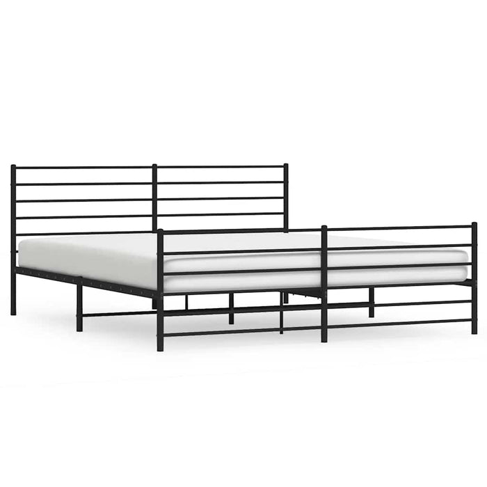 Cadru pat metalic cu tăblii de cap/picioare, negru, 183x213 cm - WALTI WALTI