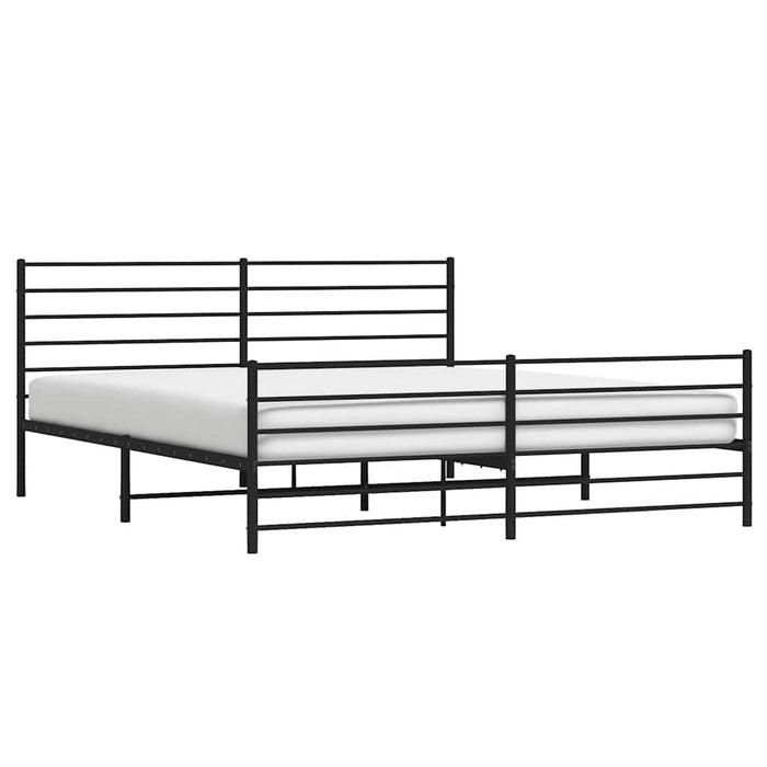 Cadru pat metalic cu tăblii de cap/picioare, negru, 183x213 cm - WALTI WALTI