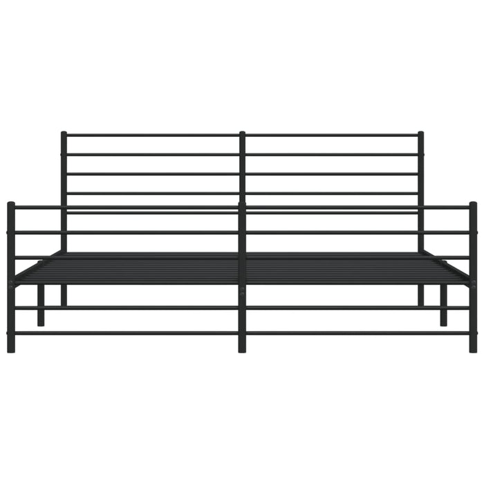 Cadru pat metalic cu tăblii de cap/picioare, negru, 200x200 cm - WALTI WALTI