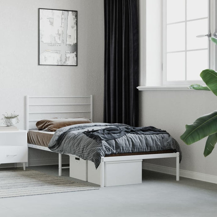 Cadru de pat din metal cu tăblie, alb, 107x203 cm - WALTI WALTI