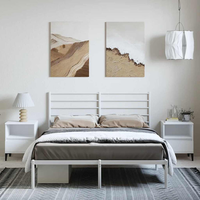 Cadru de pat metalic cu tăblie, alb, 135x190 cm - WALTI WALTI