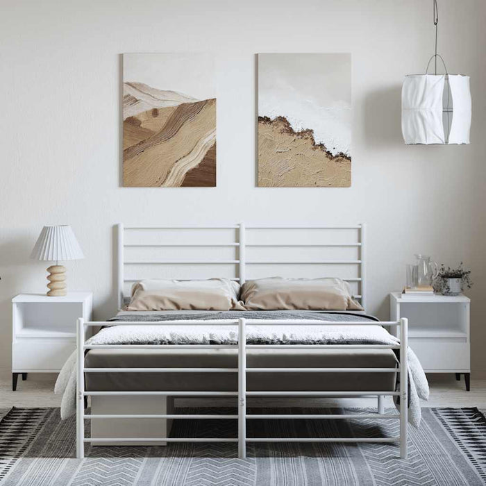 Cadru de pat metalic cu tăblie, alb, 150x200 cm WALTI