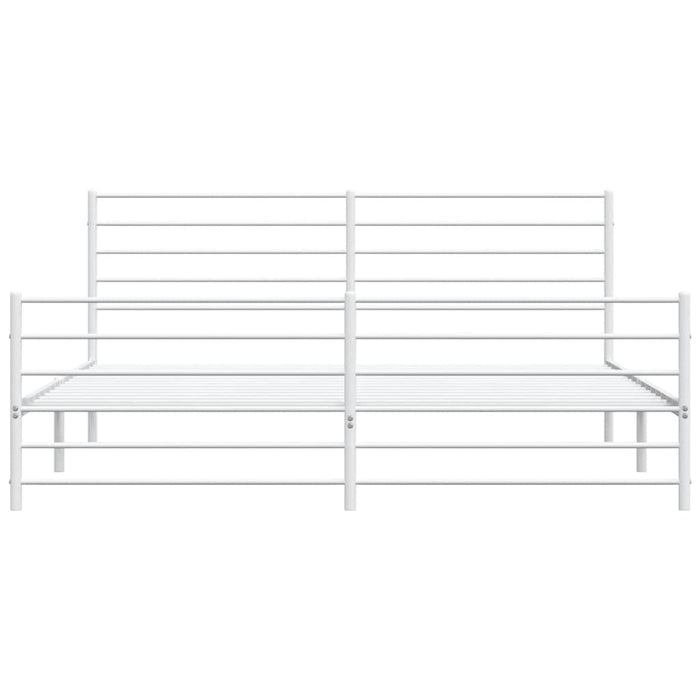 Cadru de pat metalic cu tăblie de cap/picioare, alb, 183x213 cm - WALTI WALTI