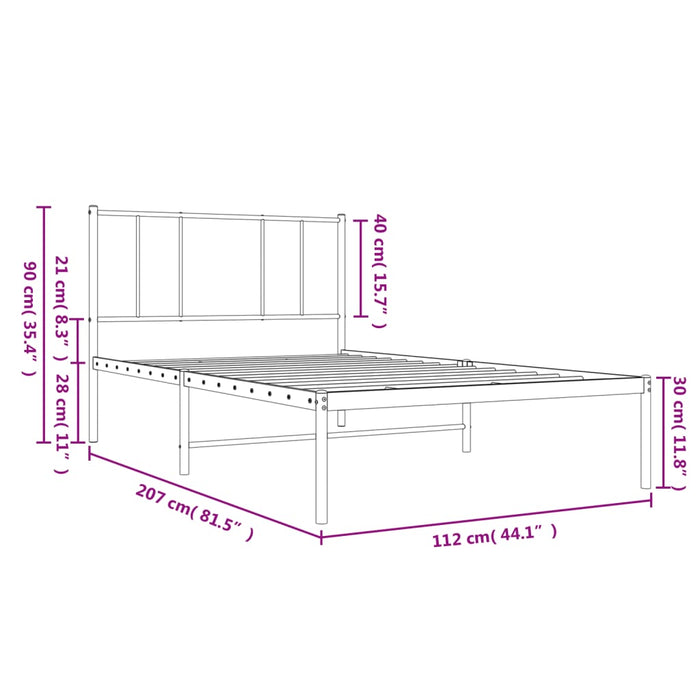 Cadru de pat din metal cu tăblie, negru, 107x203 cm - WALTI WALTI
