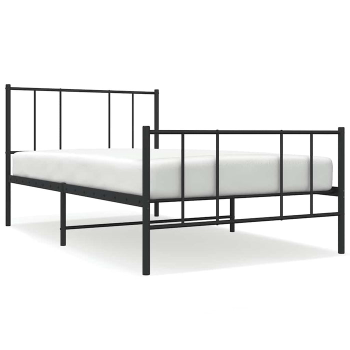Cadru pat metalic cu tăblii de cap/picioare, negru, 90x190 cm - WALTI WALTI