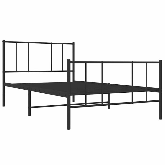 Cadru pat metalic cu tăblii de cap/picioare, negru, 90x190 cm - WALTI WALTI