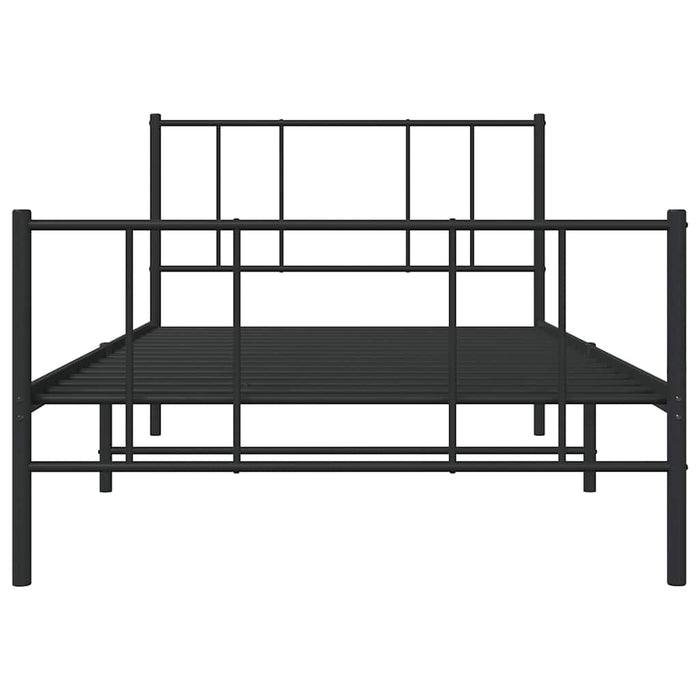 Cadru pat metalic cu tăblii de cap/picioare, negru, 90x190 cm - WALTI WALTI