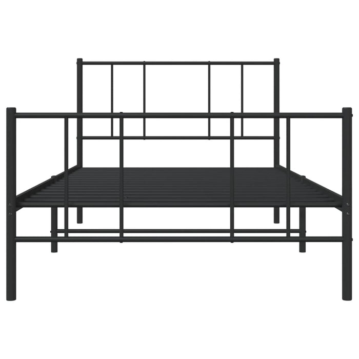 Cadru pat metalic cu tăblii de cap/picioare, negru, 100x200 cm - WALTI WALTI