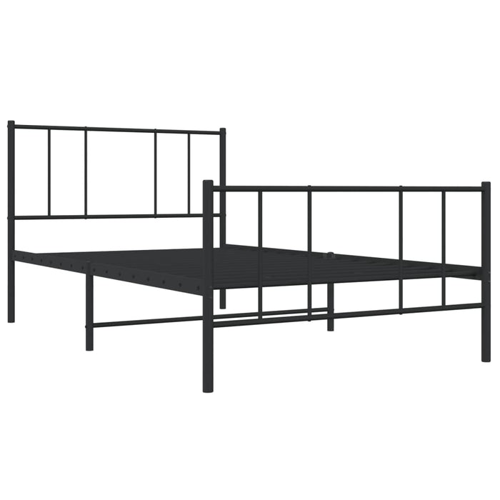 Cadru pat metalic cu tăblii de cap/picioare, negru, 107x203 cm - WALTI WALTI