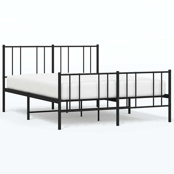 Cadru pat metalic cu tăblie de cap/picioare, negru, 135x190 cm - WALTI WALTI