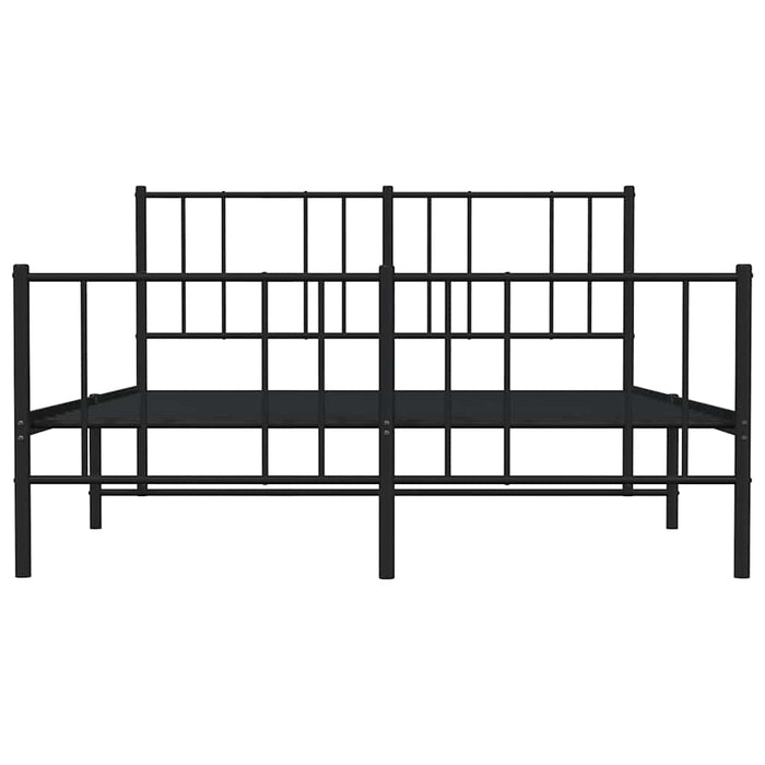 Cadru pat metalic cu tăblie de cap/picioare, negru, 135x190 cm - WALTI WALTI