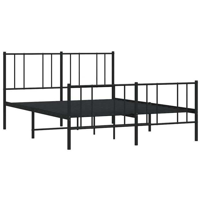 Cadru pat metalic cu tăblie de cap/picioare, negru, 140x190 cm WALTI