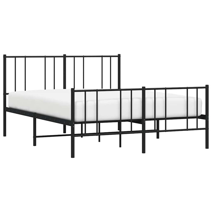 Cadru pat metalic cu tăblie de cap/picioare, negru, 140x190 cm WALTI