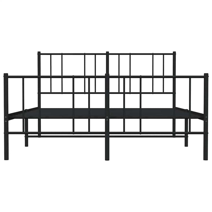 Cadru pat metalic cu tăblie de cap/picioare, negru, 140x190 cm WALTI