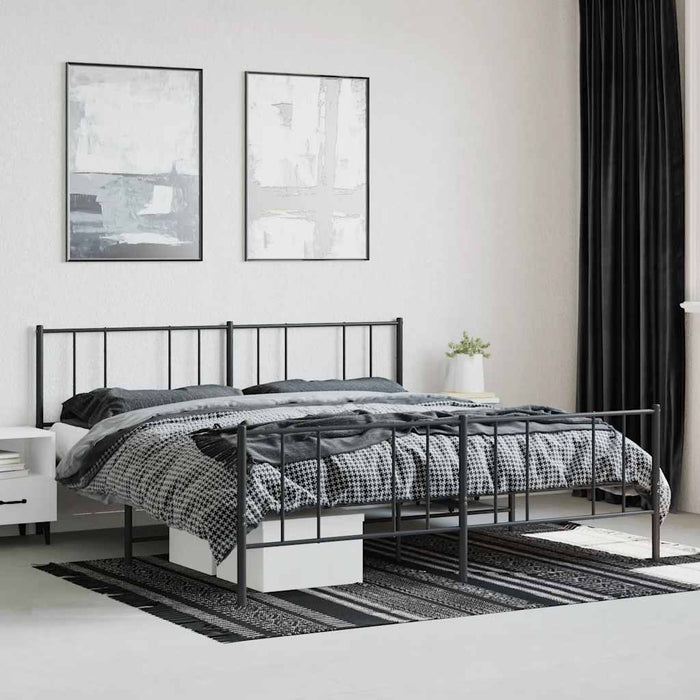 Cadru pat fără saltea, tăblie de picioare negru 180x200cm metal WALTI