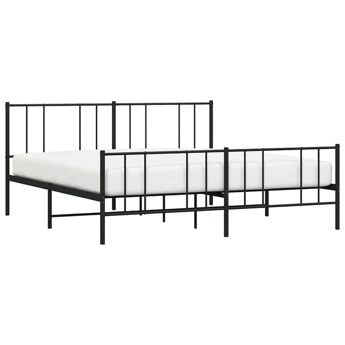 Cadru pat fără saltea, tăblie de picioare negru 180x200cm metal WALTI