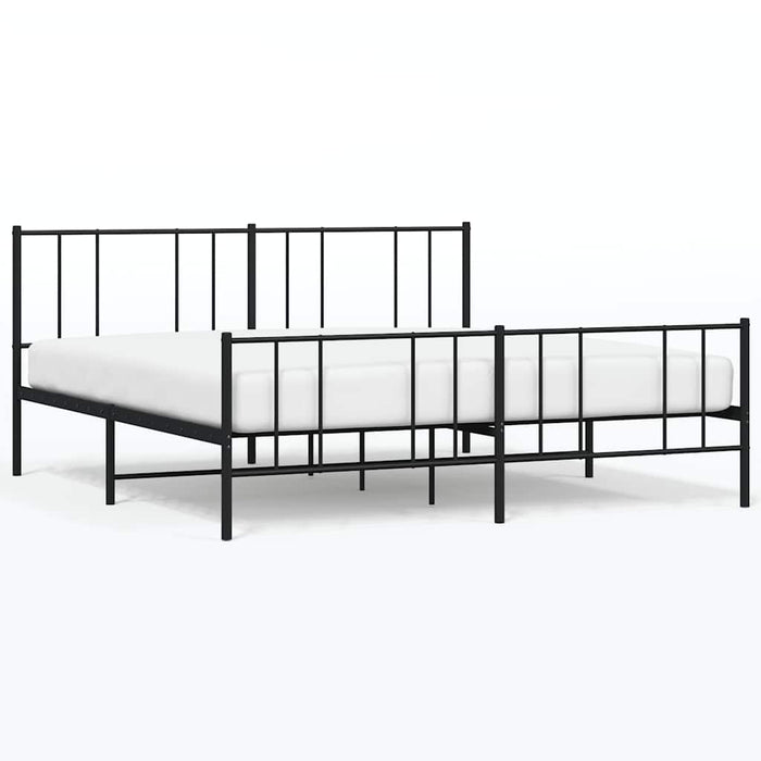 Cadru pat metalic cu tăblii de cap/picioare, negru, 183x213 cm - WALTI WALTI